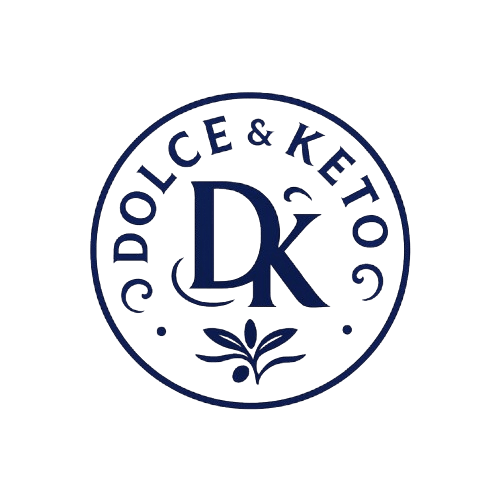 Elegant circular Dolce & Keto logo with intertwined DK letters and subtle Italian-inspired design elements
